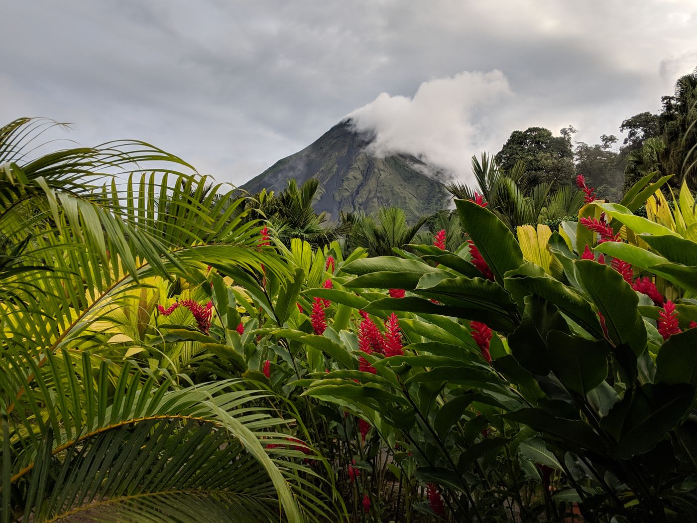 Paisaje de Costa Rica con volcán y selva tropical